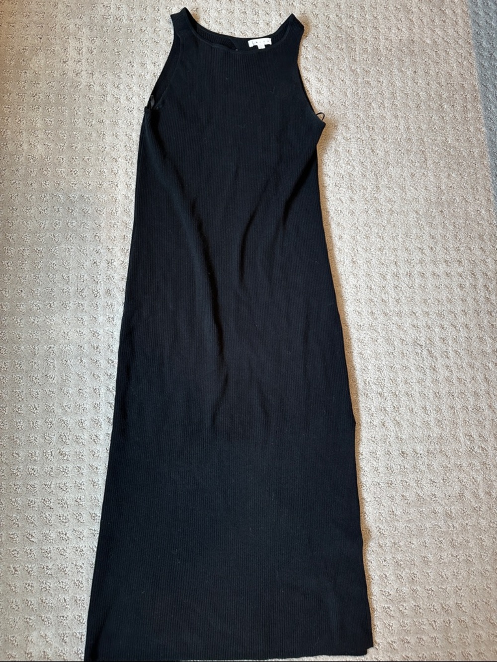 Leith Black Ribbed Midi Dress